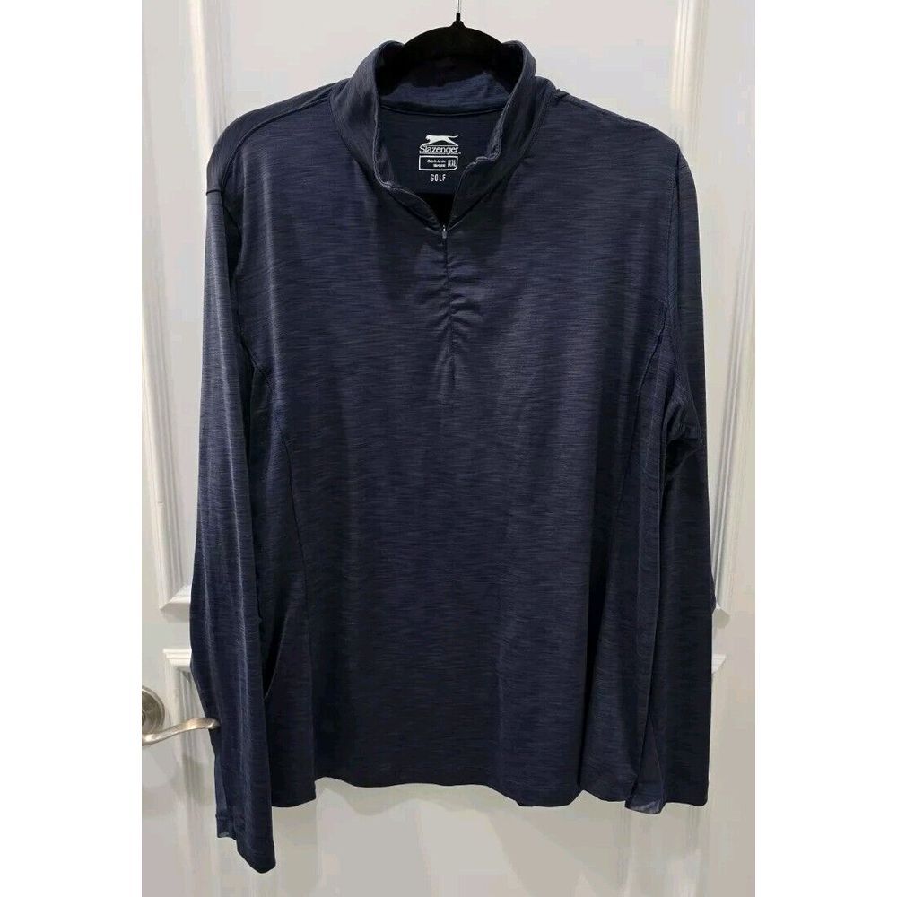 Slazenger Long Sleeve 1/4 Zip Shirt Golf Size Mens XXL, Heathered‎ Navy